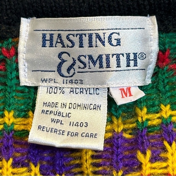 Vintage Hasting & Smith Ethnic Geometric Colorful Acrylic Vest Size Medium - Picture 10 of 11